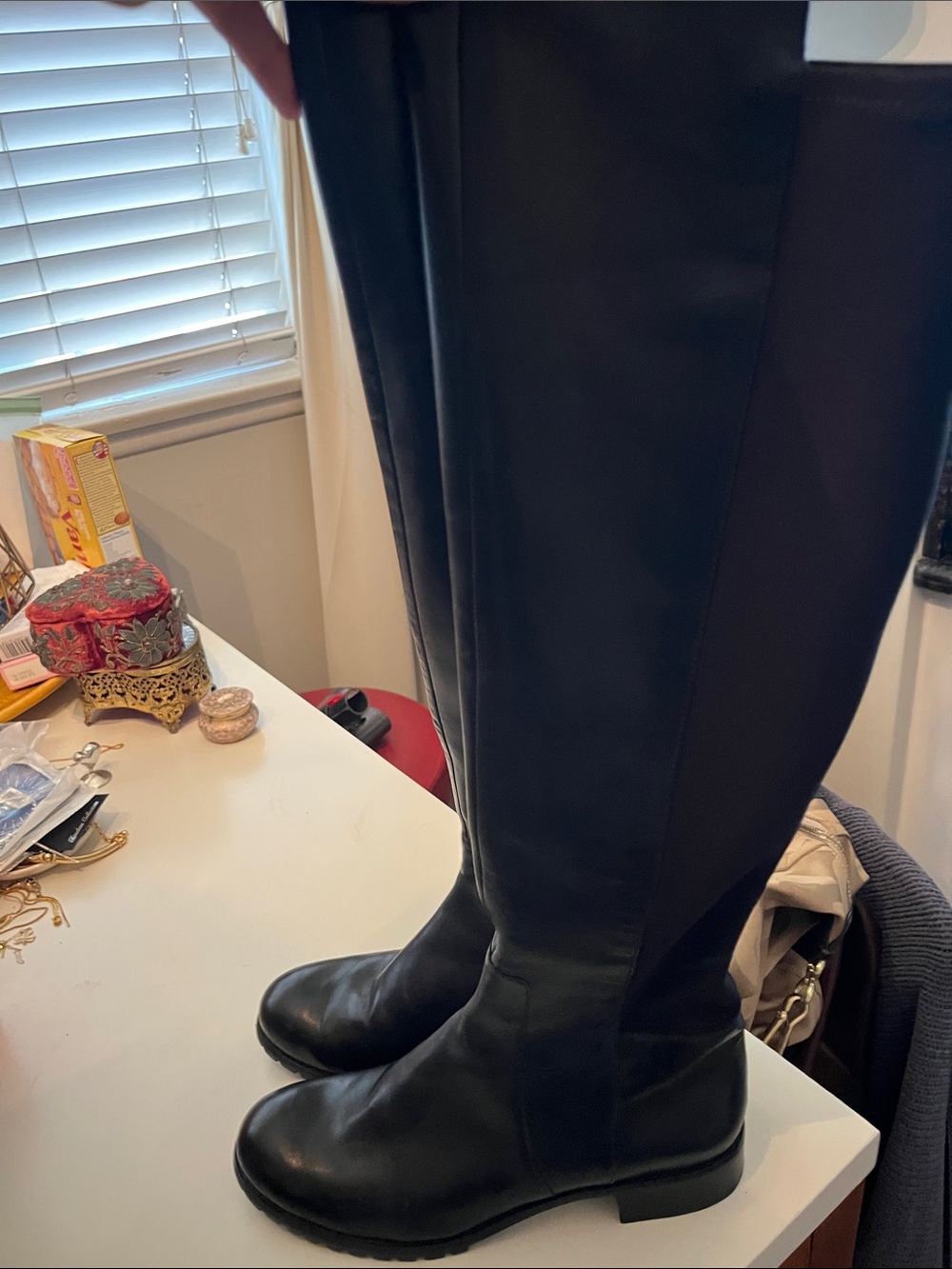 Michael Kors Tall Black Leather Zip-Back Riding Boots NEW